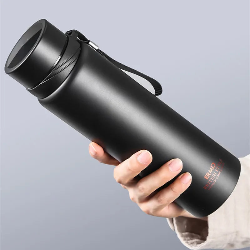 Double Stainless Steel Vacuum Flask With Filter Large Capacity Portable Sport Thermos Mug Coffee Tea Tumbler 1000ml/1600ml
